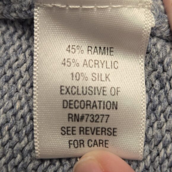 Snowflake Winter Christmas Sweater Womens Size Large Blue Full Zip Cardigan Silk - Picture 7 of 8